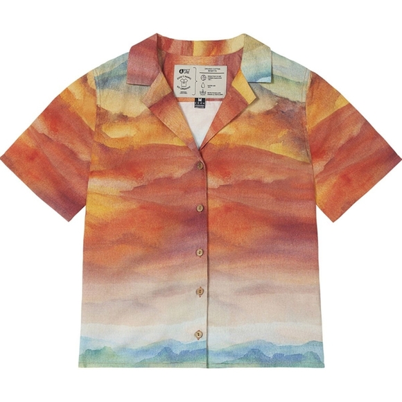 Picture Organic Linen Kintha Shirt - Women's Coconut Buttons Size Small Rainbow - Picture 8 of 8